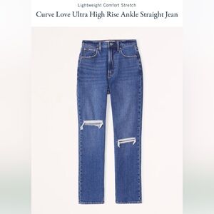 Abercrombie & Fitch Curve Love Ultra High Rise Ankle Straight Jean Size 28